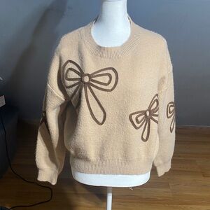Luna Ivy Cropped Bow Sweater
